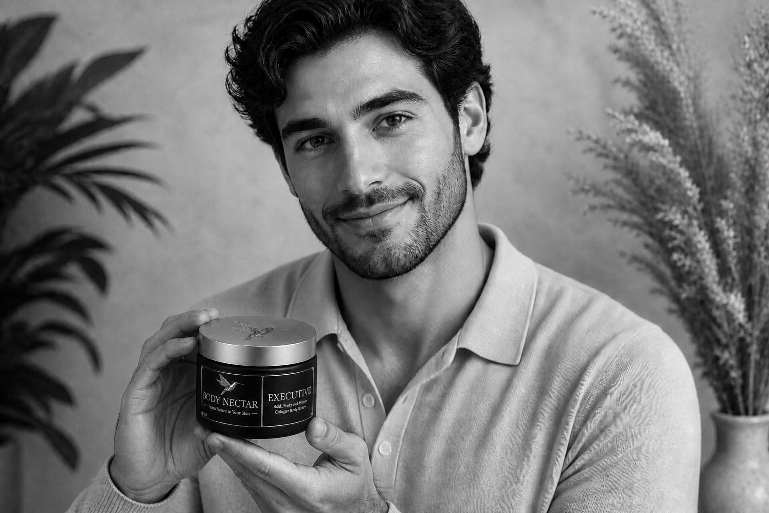 Man wearing Body Nectar — cologne body butter ritual